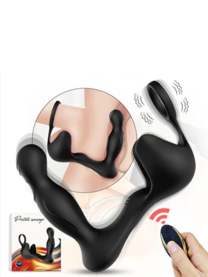 Rechargeable Remote Control Anal Vibrator with Cock Ring Japanese Sex Toy